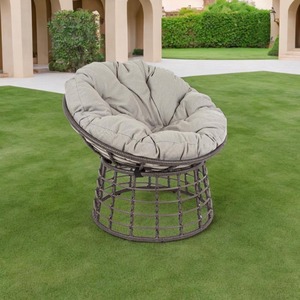 Chaise longue pivotante ronde moderne avec coussin en osier de <span class=keywords><strong>jardin</strong></span> durable pour l'extérieur Patio Beach Papasan Set pour se détendre - Product Image 5