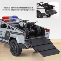 Voiture de police Cyber Pickup Truck en alliage moulé sous pression à l'échelle 1:24 avec moto, fonction de recul