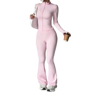 Conjunto de Ropa de Yoga con Logotipo Personalizable, Leggings de Cintura Alta con Diseño de Orificio para el Pulgar y Top Ajustado de Manga Larga - Product Image 6