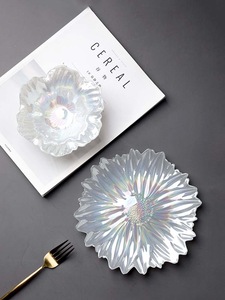 Vente en gros de saladier en verre écologique de haute qualité et assiettes à dessert fleuries pour les mariages, les écoles et les familles - Product Image 5