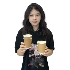 Продажа от производителя, бумажные одноразовые кофейные чашки из целлюлозы сахарного тростника для чая и напитков с крышками для использования в ресторане