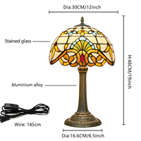   Lampe de table en verre teinté jaune clair, 12 pouces, style vintage, lampe de bureau, lampe de chevet pour salon, chambre à coucher