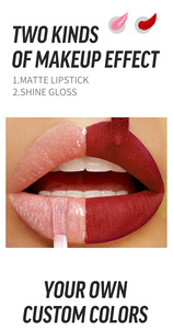 MLM Hot Sale OEM <b>Custom</b> Dual End Liquid <b>Lipstick</b> Matte and Shimmer Lip Gloss Waterproof Long Lasting Non Transfer Private Label - Product Image 3