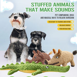 יצרן צעצועים קטיפה רך באיכות גבוהה לחיות מחמד סט-קרנף קריקטורה/היפו/היפו חזיר-חסין כלב אינטראקטיבי - Product Image 1