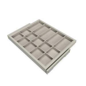 Kit organizador de cajón de armario gris piedra ajustable 7028649 con marco deslizante de cierre suave y módulo de 600mm - Product Image 1
