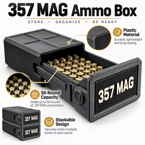 Boîte de rangement pour munitions <span class=keywords><strong>357</strong></span> <span class=keywords><strong>Magnum</strong></span>, capacité de 50 cartouches, PVC léger, portable, empilable, organisateur de munitions pour cartouches, noir - Product Image 3