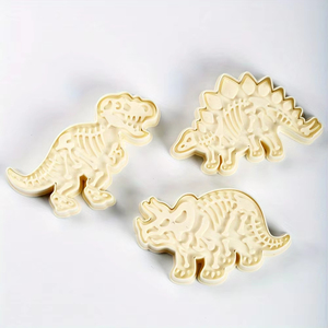Juego de moldes para galletas de dinosaurios jurásicos, 3 juegos de moldes para cortar galletas con forma de espada, dragón, tiranosaurio rex y triceratops. - Product Image 1