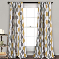 Rideau occultant géométrique de style mid-century, 2 panneaux, rose et gris - Rideaux rétro, draperies vintage pour la maison, le salon ou la chambre à coucher