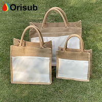 Sacs réutilisables en toile de jute avec logo personnalisé, sac d'épicerie à sublimation vierge, grands sacs de plage pour femmes