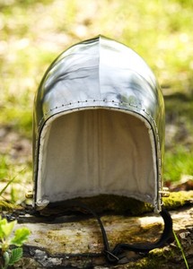 Casque Bascinet traditionnel sans visière, casque en acier fait main avec doublure en cuir, style médiéval, armure décorative, objet de collection - Product Image 2