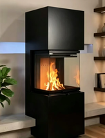 Cheminée d'intérieur à bois éco-responsable en acier massif à taille réglable, cheminée linéaire à ventilation directe