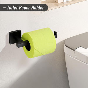 <span class=keywords><strong>Set</strong></span> di Portasciugamani da Parete Autoadesivi Neri per Bagno e Cucina, Portarotoli, Mensola, Gancio, Portasciugamani in Acciaio Inossidabile - Product Image 6