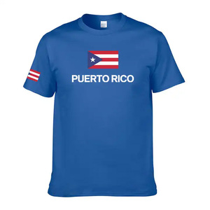 Elegante logotipo personalizado de gran tamaño transpirable Impresión de manga corta Bandera de <span class=keywords><strong>Puerto</strong></span> Rico camisetas para promoción - Product Image 1