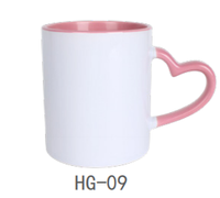 Mug en céramique personnalisable avec poignée en forme de cœur, idéal pour l'eau, les accessoires scolaires et les cadeaux