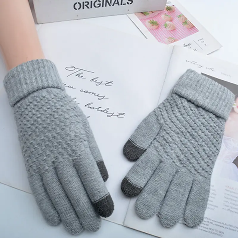 Gants tricoté en cachemire brossé pour femmes, de Style japonais et coréen, Jacquard, faits au chaud, nouvelle collection hiver,