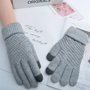 I nuovi guanti in maglia spazzolata Cashmere in stile coreano giapponese guanti Touch Screen Jacquard da donna mantengono caldi i guanti invernali