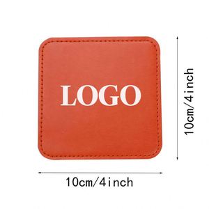 Custom Logo Printing Coffee <b>Cup</b> <b>Mat</b> Blank PU Leather Coaster Multi-colored Personalized Debossed Logo Coaster with Logo - Product Image 2