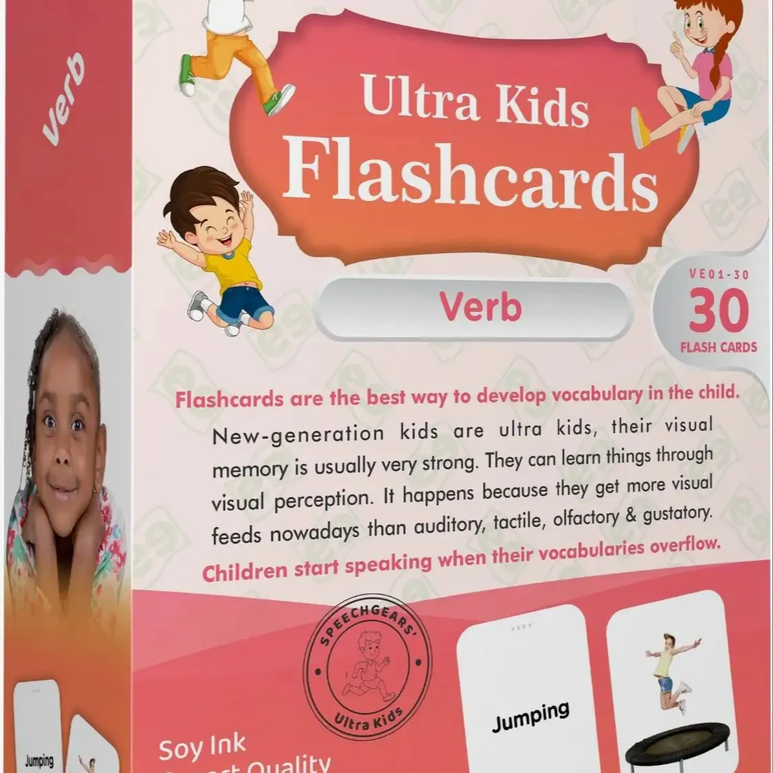 Verb Flashcard educational for children education words learning for kids flashcards with box education