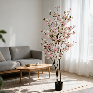 Arbre de <span class=keywords><strong>cerisier</strong></span> artificiel réaliste en gros, toucher naturel, fleur de sakura artificielle en pot pour centre de table de mariage ou de fête - Product Image 6