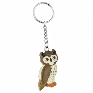 Llavero de madera con forma de búho, miniatura de animal, adorno decorativo para coche, regalo - Product Image 2