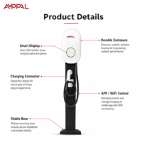 AMPPAL Nouvelle borne de recharge rapide pour véhicules électriques murale de 3,5 kW, 7 kW, 11 kW, IP54, station de recharge AC / WiFi / APP pour GBT Electric