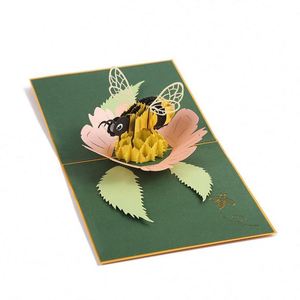 Carte de vœux créative en papier découpé 3D en forme d'abeille, faite à la main - Product Image 4