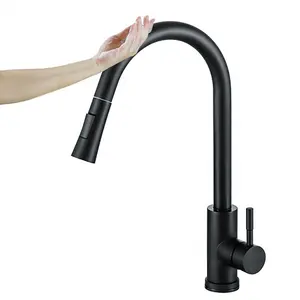 Modern Design Deck Mounted Pull Out Sensor Faucet Stainless Steel Sensor Kitchen Faucet Touch Sensor Smart Sink Water Tap