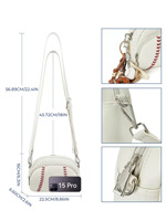 Sac à dos en peluche tendance style baseball rétro, bandoulière zippée, sac à bandoulière croisé en PU+Polyester, usage quotidien, best-seller