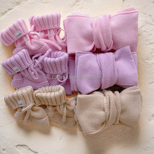 Diadema de Algodón Tejido con Doble Lazo <span class=keywords><strong>para</strong></span> Recién Nacida, Color Sólido, Lazo Grande, Accesorio Suave <span class=keywords><strong>para</strong></span> el Cabello de Bebé Niña, Lazo <span class=keywords><strong>para</strong></span> <span class=keywords><strong>Bautizo</strong></span>, Topknot - Product Image 5