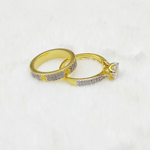 Anillo <span class=keywords><strong>de</strong></span> Compromiso <span class=keywords><strong>de</strong></span> Moda <span class=keywords><strong>para</strong></span> <span class=keywords><strong>Parejas</strong></span>, Chapado en Oro, <span class=keywords><strong>de</strong></span> Latón, Juego <span class=keywords><strong>de</strong></span> 2 Piezas, Regalo <span class=keywords><strong>para</strong></span> Enamorados - Product Image 5