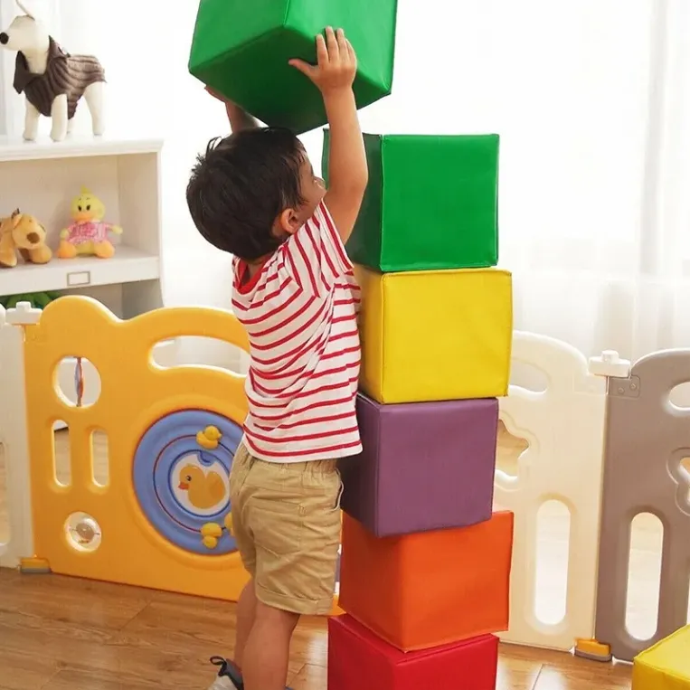 Yüksek kaliteli eğitim yapı manyetik küpler yumuşak köpük blokları Set çocuklar için inşaat oyuncak kapalı oyun alanı
