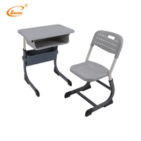 Ensemble de mobilier scolaire durable et réglable avec bureau et chaise pour étudiants, hauteur réglable, avec tiroir, pour projets scolaires