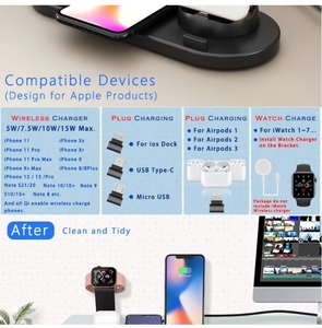 Soporte 3 en 1 <span class=keywords><strong>cargador</strong></span> inalámbrico para Xiao <span class=keywords><strong>Mi</strong></span> Samsung iPhone 13 12 <span class=keywords><strong>11</strong></span> Pro Watch 15W estación de carga rápida soporte para teléfono - Product Image 6