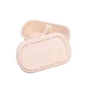 Disposable Lunch Boxes Degradable boite cadeau packaging Organizer Take Out Strawberry 3 Compartment Round To Go Food Container