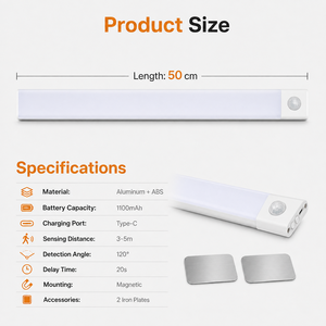 Smart Motion <b>Sensor</b> LED Wall <b>Light</b> Aluminum Alloy Rechargeable Wireless Cabinet Lamp Magnetic Under Cabinet Lighting B2B - Product Image 4