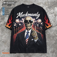 Camiseta de Punto para Hombre Meckmanly, 100% Algodón, Manga Corta, Estampado en Serigrafía, Cuello Redondo, Lavada, Talla Grande, Ecológica y Transpirable