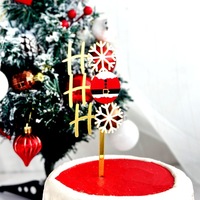 Weihnachtlicher Acryl-Kuchenaufsatz, Gold-Spiegel-Druck-Dekoration für Feiertagspartys, Geburtstage, Bäckereien und Cupcake-Deko