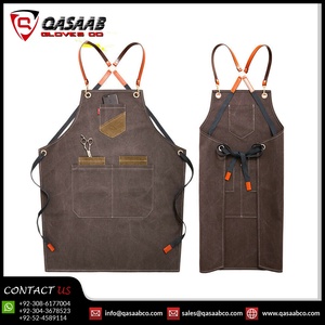 Ajustable-Denim Heavy Canvas-Kitchen Work Heavy Duty Canvas Leather Barber-Delantal con 3 bolsillos - Product Image 2