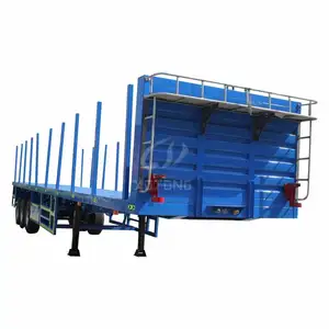2/3 axles flatbed semi trailers 20ft 40ft shipping container truck trailer gooseneck flat bed RORO mafi trailer