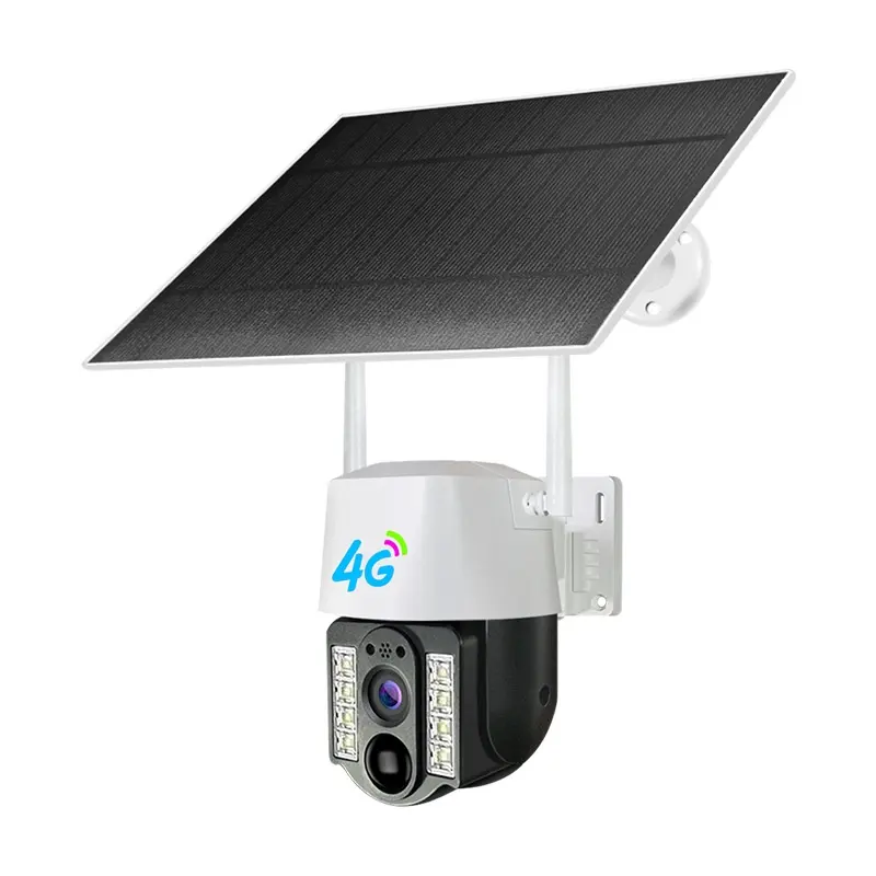 Caméra de surveillance Ptz à énergie solaire avec carte SIM Wifi 3G 4G Caméra de sécurité CCTV Système de caméra IP 4MP