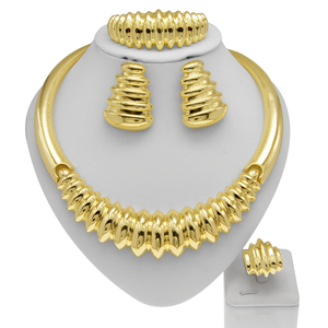 Yulaili nuovissimo costume africano 18k placcato oro set di gioielli dubai stile vintage zircone regali per feste gioielli donna - Product Image 2