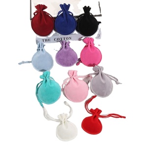 <b>Hot</b> Selling Eco-Friendly Macaroon Color Velvet Jewelry Pouch Custom Logo Drawstring Pocket <b>Bag</b> for Luxury Jewellery Packaging - Product Image 1