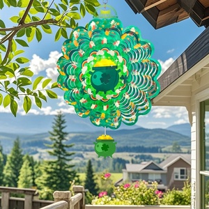Molino de Viento 3D Mandala, Molino de Viento Colgante de Acero Inoxidable para Adornos de Jardín, Molinos de Viento Espirales de Plástico, Recipiente para Monedas Doradas - Product Image 3