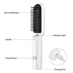 Peine para Estilizar la Barba con Carga USB Portátil, Plancha de Pelo Inalámbrica, Peine Caliente para el Cabello - Product Image 6