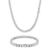Top Qualité 2mm 3 4 5mm Bracelet En Acier Inoxydable Collier Chaîne De Tennis Coulée avec 5A Zircone