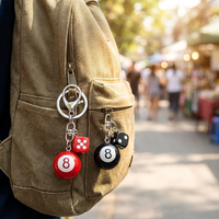 Porte-clés tendance rétro Hip Hop avec boule de billard noire, breloque de sac en résine cool, esthétique Y2K pour hommes et garçons