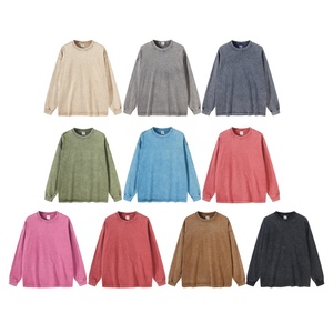 Fournisseur de Sweat-shirts à Col Rond Oversize en Coton 100% à Manches Longues, Grammage Lourd, Effet Délavé Vintage, Personnalisables avec Logo, Vente en Gros - Product Image 1