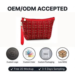 Trousse de Toilette Hexagonale Portable de Luxe en Tissu Recyclé avec Fermeture Éclair et Motif Écossais, Idéale pour les Voyages – Vente en Gros - Product Image 2