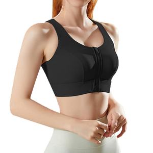 Soutien-gorge de sport pour femme tendance avec logo personnalisé, fermeture éclair sur le devant, maintien élevé, séchage rapide, respirant, sans couture - Product Image 3