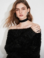Pull ultra-doux et moelleux à épaules dénudées |   Pull en tricot surdimensionné confortable pour femmes - Parfait pour les superpositions automne-hiver